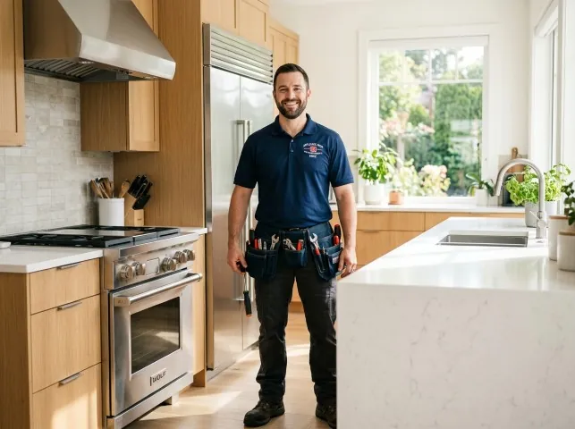 Appliance Repair Hero technician in a Brunswick, TN kitchen after an appliance repair